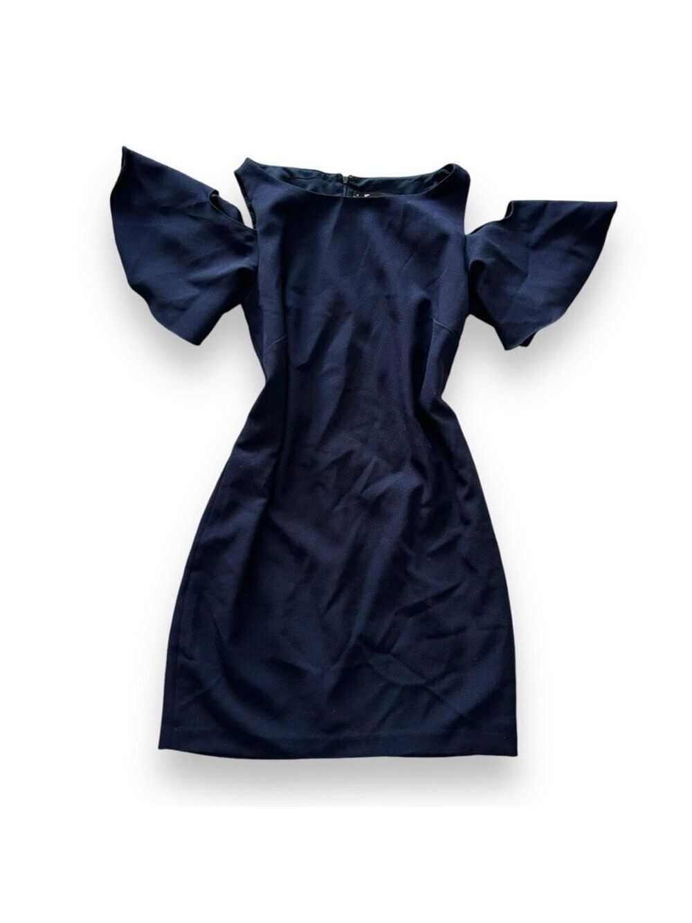 Leslie Fay Navy Cold Shoulder Shift Dress - Size 8